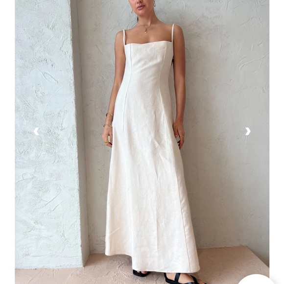 DOMINIQUE HEALY KASHMIRA MAXI LINEN DRESS IN VANILLA - new with tags - Picture 1 of 6